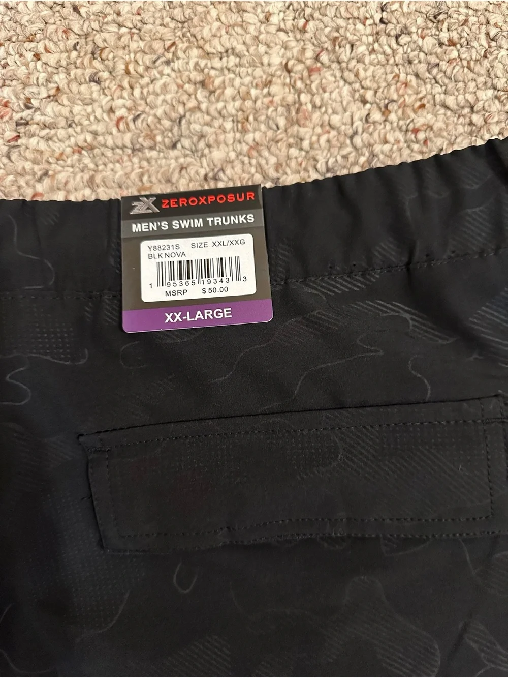 ZeroXposur Black Swim Board Shorts with Red Trim
